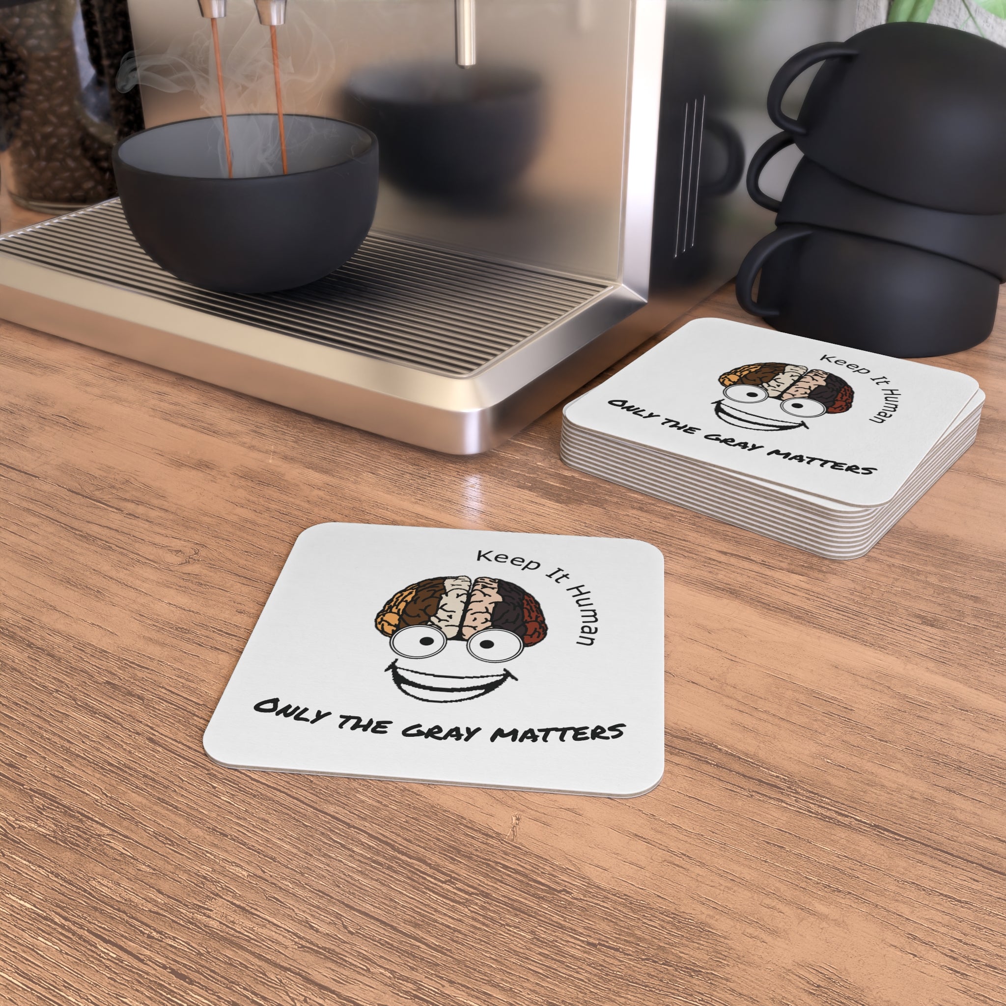 KIH Brain Smile Coasters — "Only the Gray Matters"